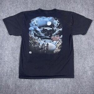 Sturgis 2009 Black Hills Rally T-Shirt Mens L Black Eagle Graphic Tee